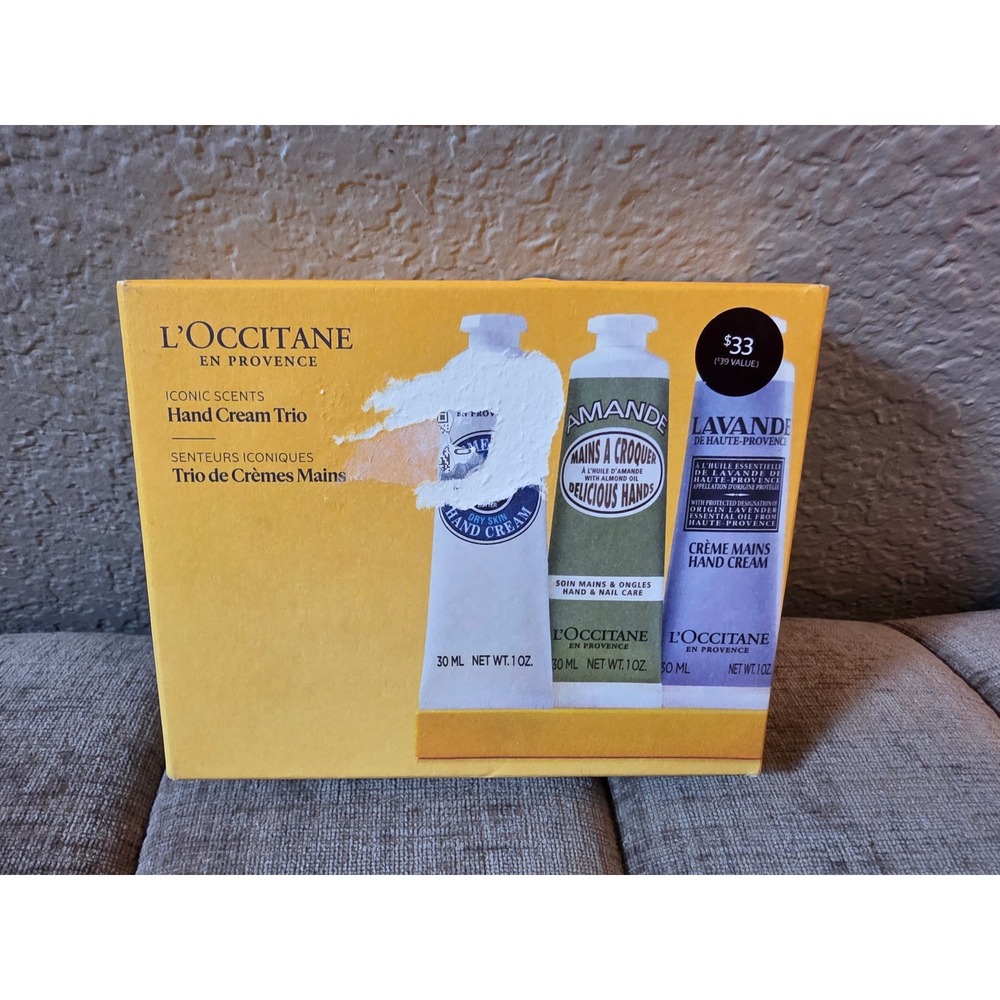 LOccitane Iconic Scents Hand Cream Trio Shea Butter Almond Lavender 3 x 1oz Set